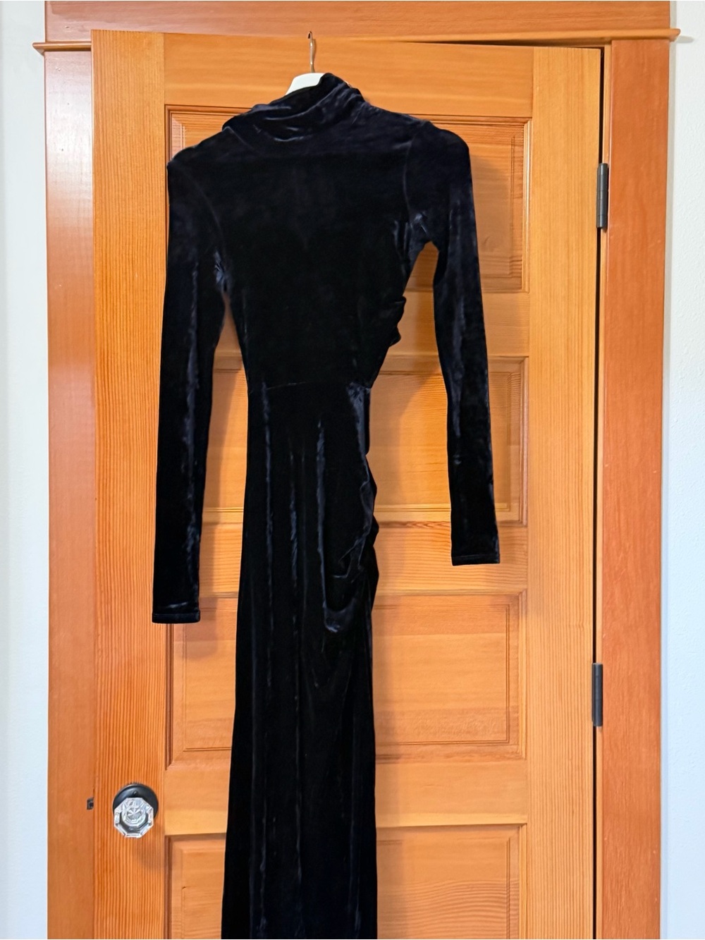 A.L.C. Navy Velvet Long-Sleeve Cutout Evening Gown - Picture 6 of 9